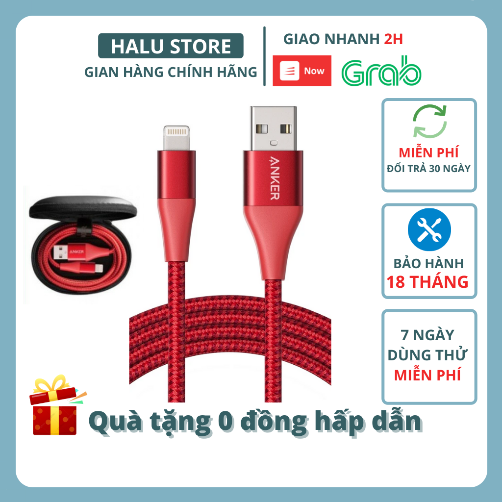Dây sạc nhanh iphone Anker PowerLine 2 + Type C to Lighting PD 18W - A8652 A8653 sạc nhanh cho IPhone 6 7 8 Plus X Xs 11 12 Pro - halustore Max