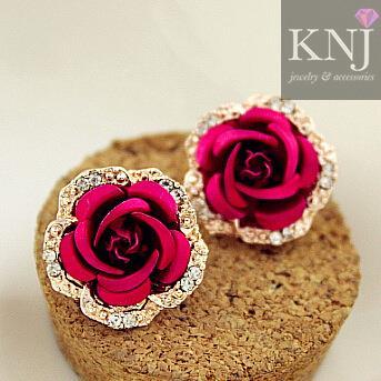 Bông tai hoa hồng đk-2cm - b0323