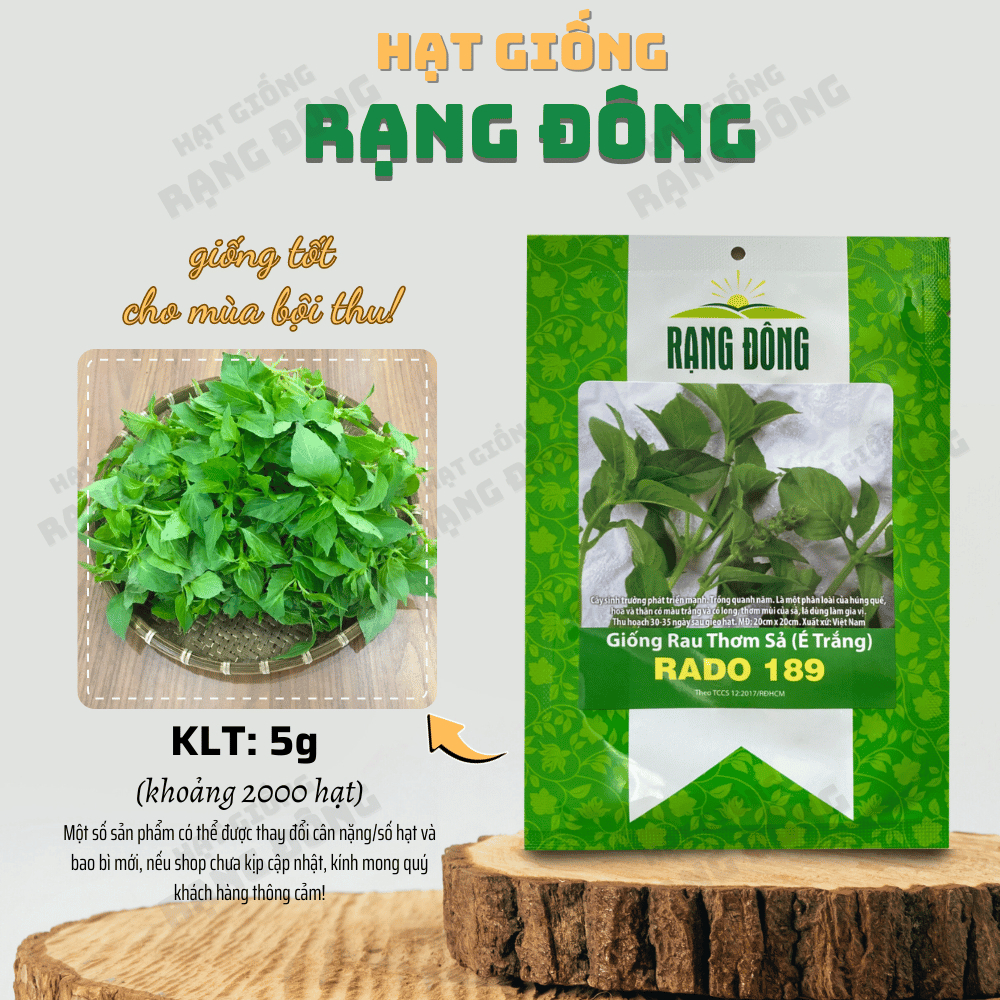 Hạt giống Rau Thơm Sả (É Trắng) Rado 189 (5g~2000 hạt) sinh trưởng khỏe, trồng quanh năm - Hạt giống Rạng Đông