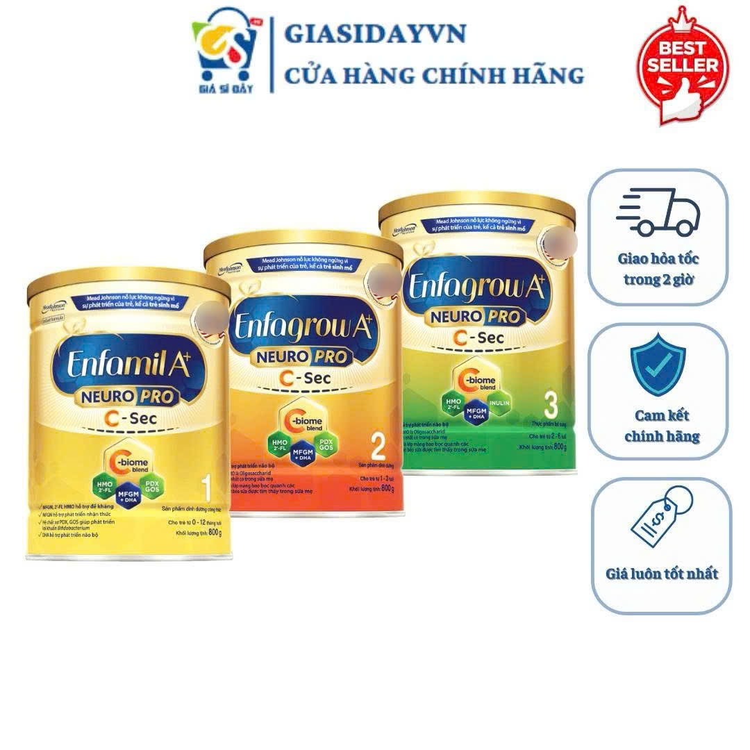 (HSD 2026) Sữa Enfa C-Sec A+ NeuroPro Cho Trẻ Sinh Mổ 800g Enfamil Enfagrow - Sữa Bột Công Thức