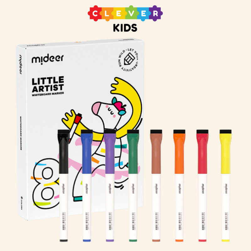 Bút Dạ 8 Màu Đa Năng Mideer Little Artist - Whiteboard Maker - CleverKids