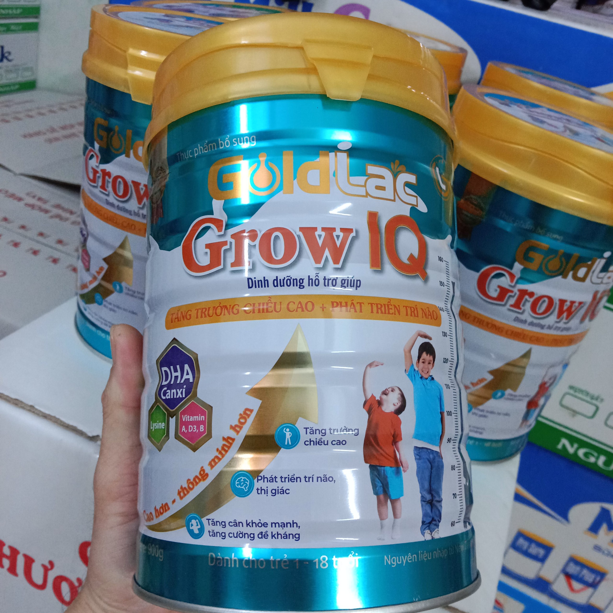 Sữa tăng chiều cao goldlac grow iq lon 900g dành cho trẻ 1-18 tuổi