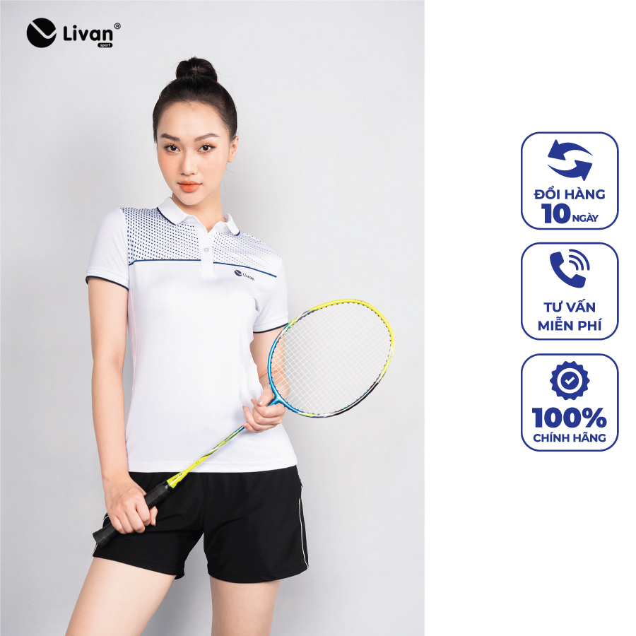 Áo Cầu Lông Nữ Livan Sport Năng Động Co Giãn Thoáng Khí Cao Cấp