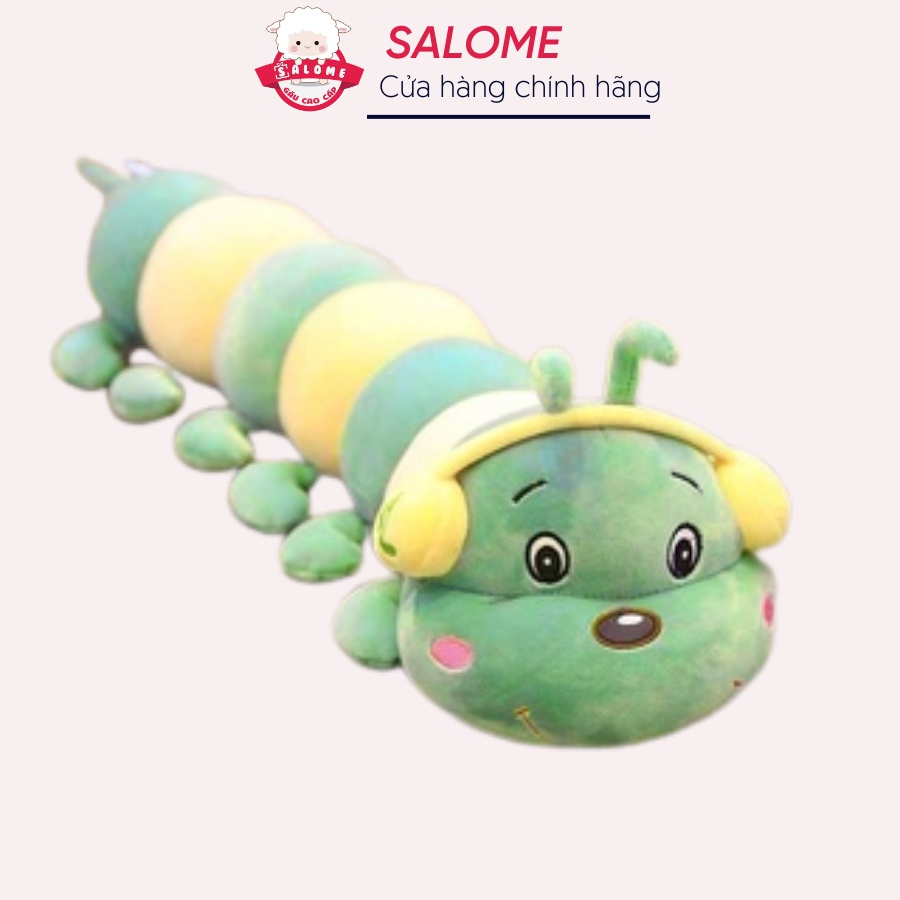Gấu bông con sâu đeo tai nghe Size 60cm-1m2 Vải Miniso Mềm Mịn SALOME, Thú nhồi bông sâu xanh dễ thương cho bé