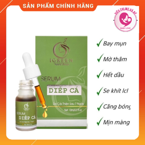 Serum diếp cá IGREEN sạch mụn hết thâm da đẹp mịn màng 10ml cải thiện mụn sau 7 ngày