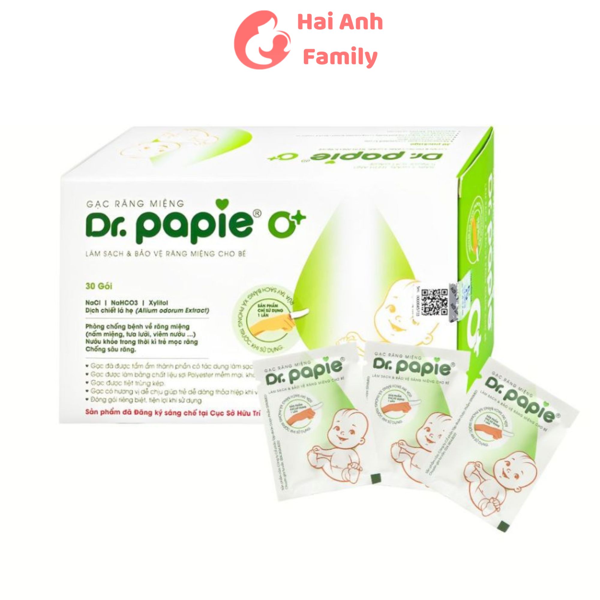 Gạc rơ lưỡi Dr Papie chính hãng hộp 30 gói