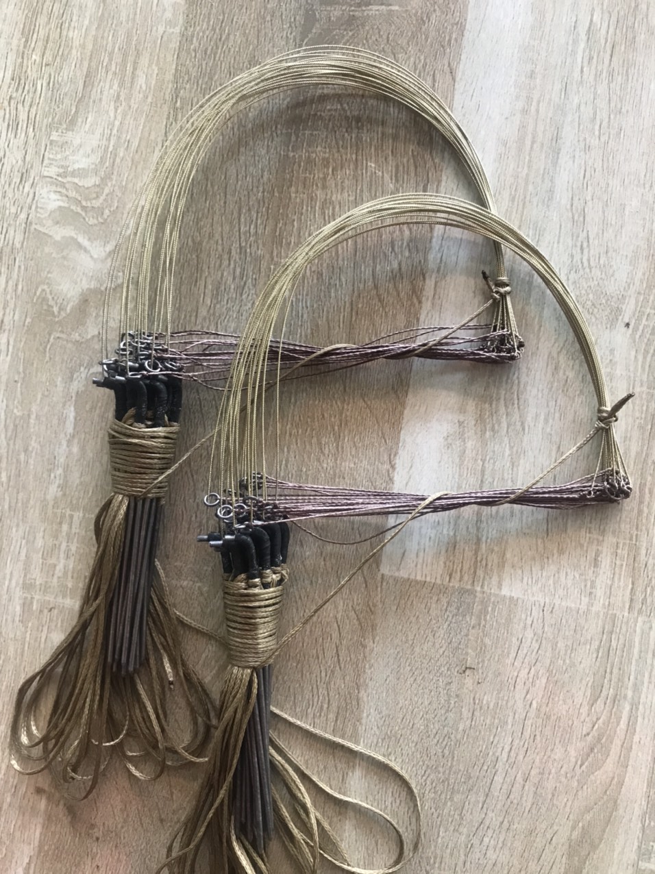 combo 2 bộ giò Đá bẫy Gà Rừng 40 chân cắm bằng thép cáp inox se 4 siêu nhạy với khoen đồng, liên kết bằng dù sáp siêu bền