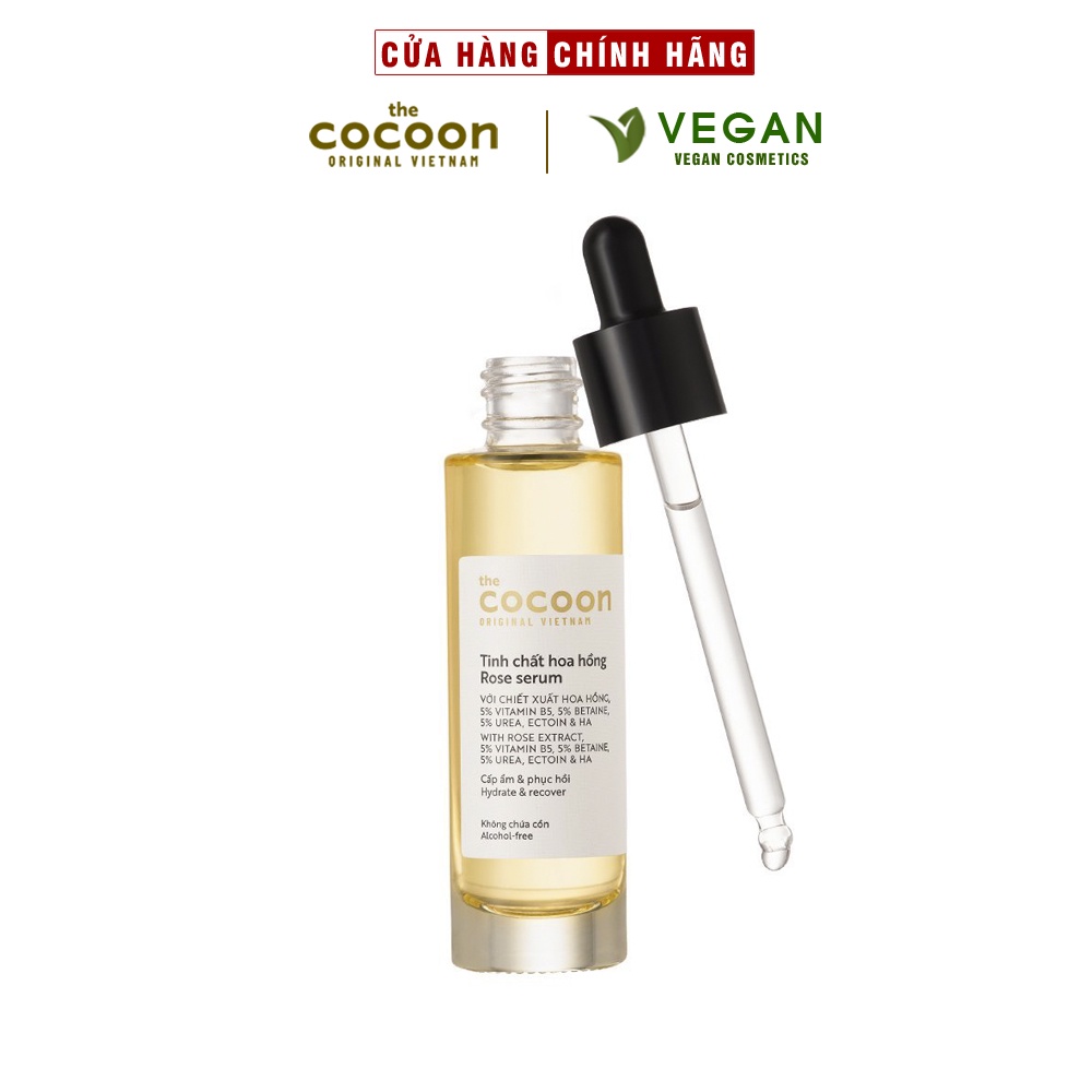 Tinh chất hoa hồng 30ml Cocoon Vietnam thuần chay - 100% Vegan - Mỹ phẩm thuần chay