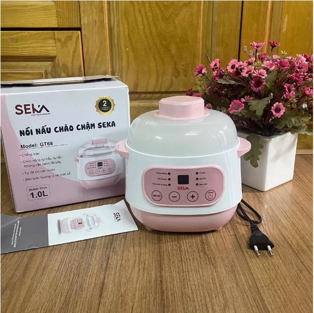 Nồi nấu cháo chậm cho bé ăn dặm seka gt68.nồi nấu cháo chậm hẹn giờ thông minh seka, nồi đa năng ninh, hầm, cách thủy, nấu cháo cho bé ăn dặm,chưng yến tiện lợi – bh 12 tháng