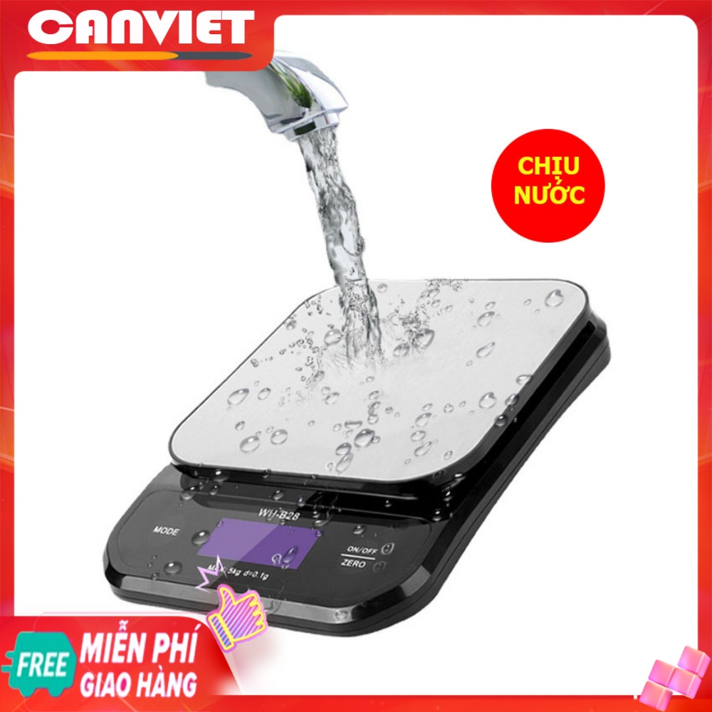 Cân bếp điện tử chống nước pin sạc WH-B28 - Cân tiểu ly điện tử chính xác nhà bếp định lượng 10kg 5kg 3kg, Cân tiểu ly làm bánh độ chính xác cao kèm 2 viên pin AAA