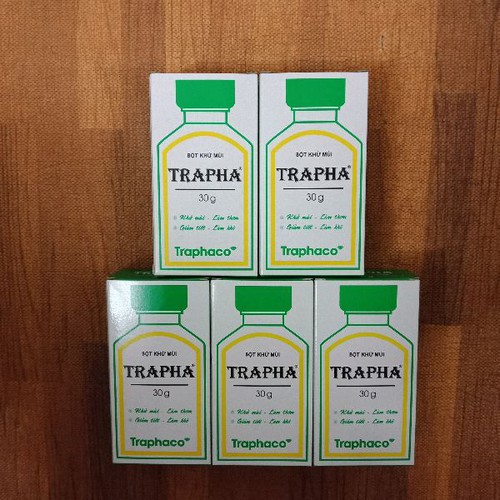 5 hộp bột khử mùi TRAPHA lọ 30g
