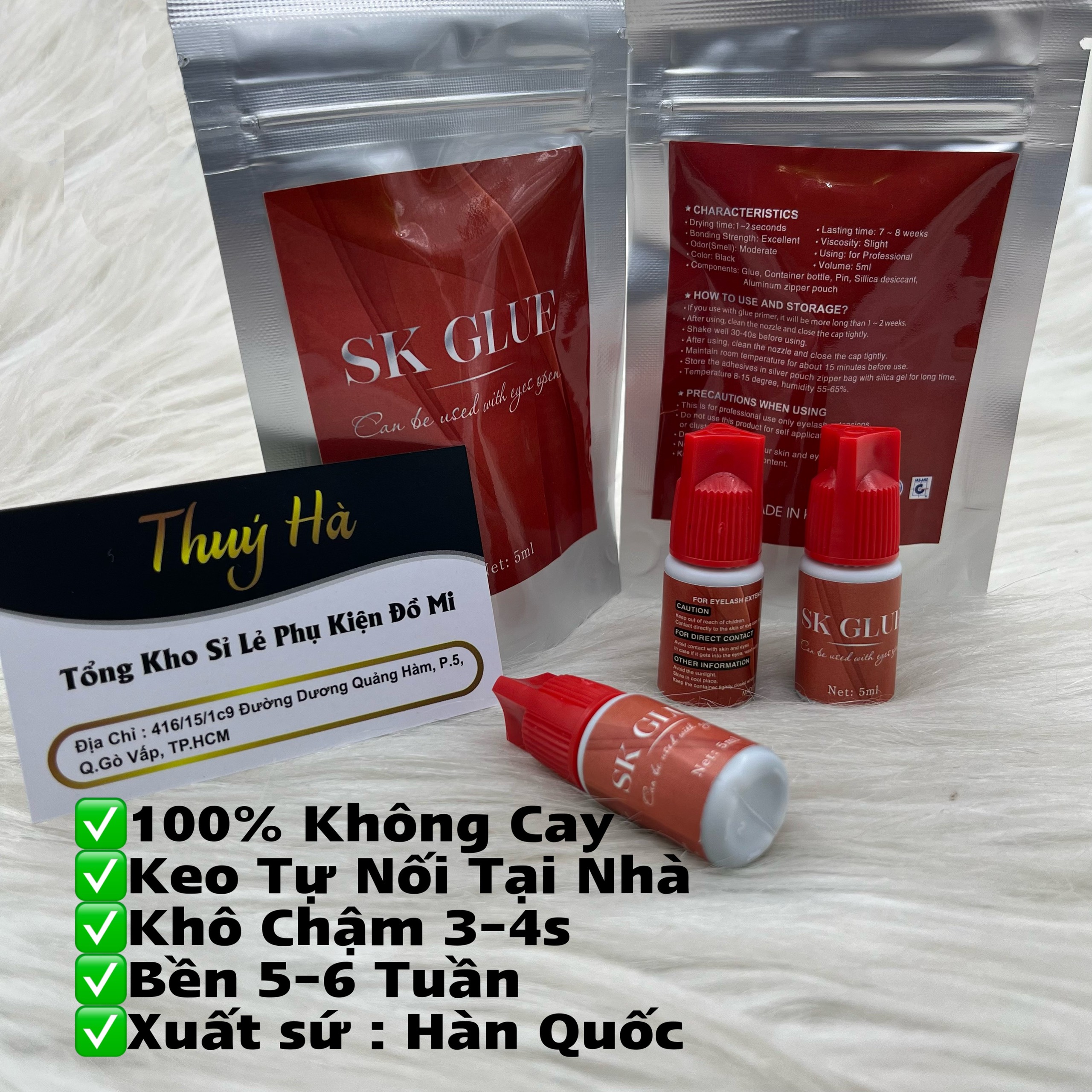Keo nối mi không cay sk glue- keo không cay - dụng cụ nối mi thúy hà