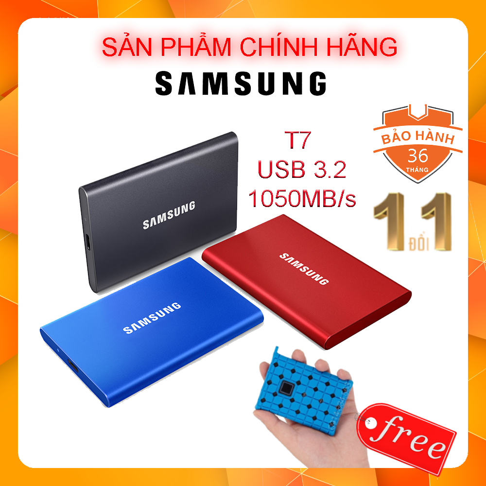 Ổ cứng di động SSD Samsung T7 USB 3.2 - Tặng bao đựng 500G 1TB 2TB - Mới bảo hành 3 năm
