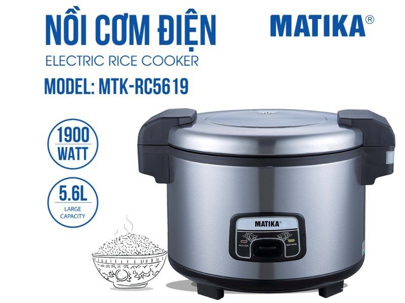 Nồi cơm điện Matika MTK-RC5619 (5.6L) công suất lớn chuyên dụng nhà hàng, bếp ăn tập thể