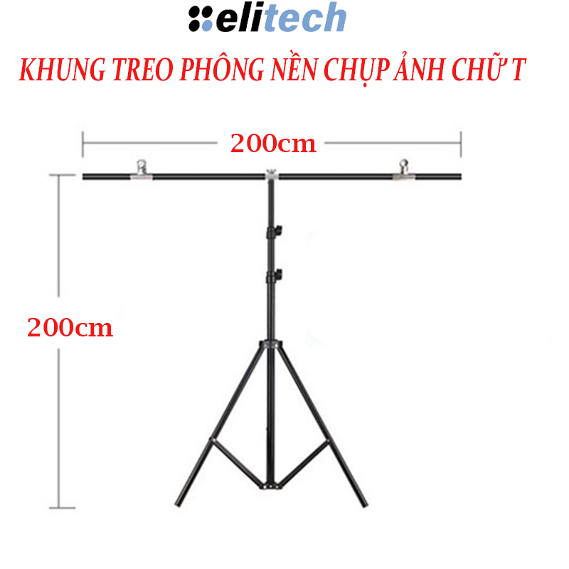 Khung giá treo phông nên di động chữ T chuyên dùng chụp ảnh livestream kích thước 2x2m (tặng kẹp)- Kèm phông nền