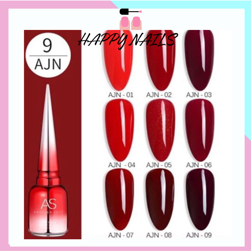 Sơn Móng Tay - Sơn gel AS mã AJN Tone đỏ đô đỏ mận đỏ cam đỏ cherry chai 15ml chính hãng chất sơn đặc, mướt lên màu cực chuẩn, Sơn gel AS mẫu chai đỏ nhọn siêu HOT siêu XỊN
