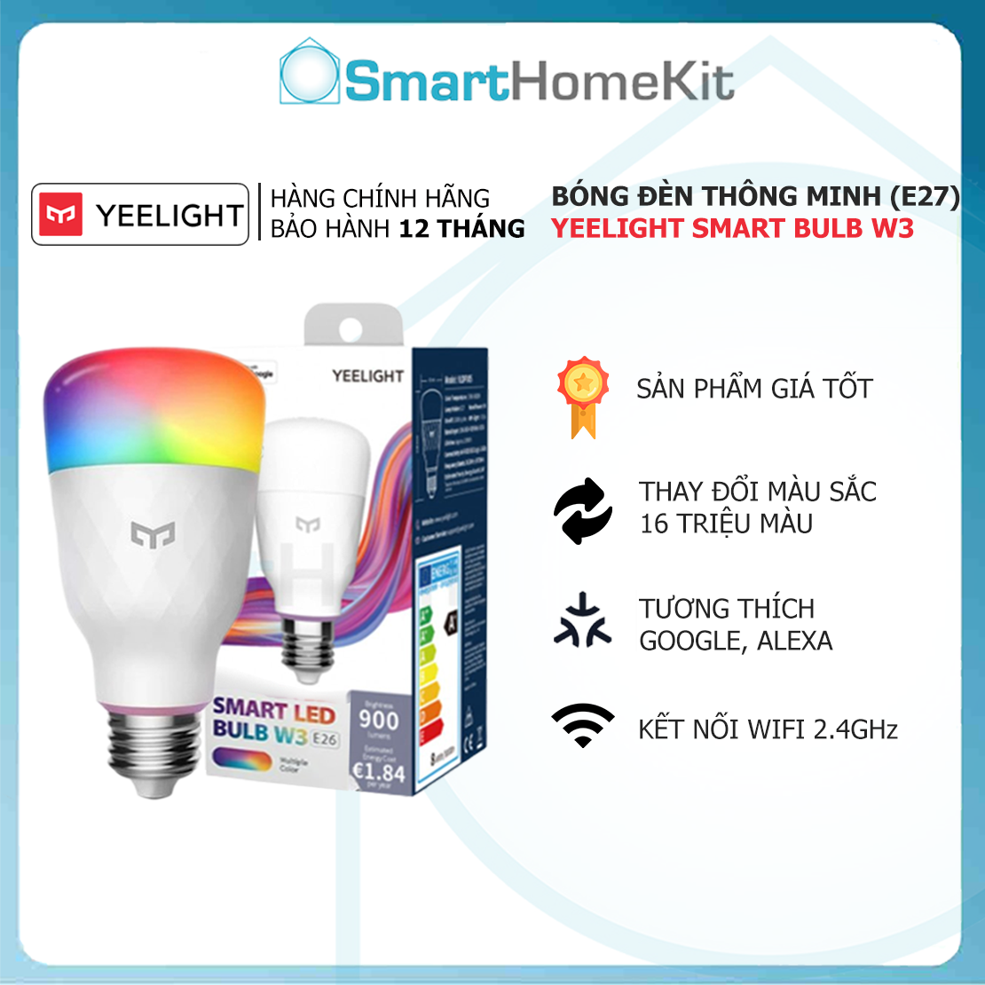 Bóng đèn thông minh Yeelight Smart Bulb W3 phiên bản 2021 - 16 triệu màu