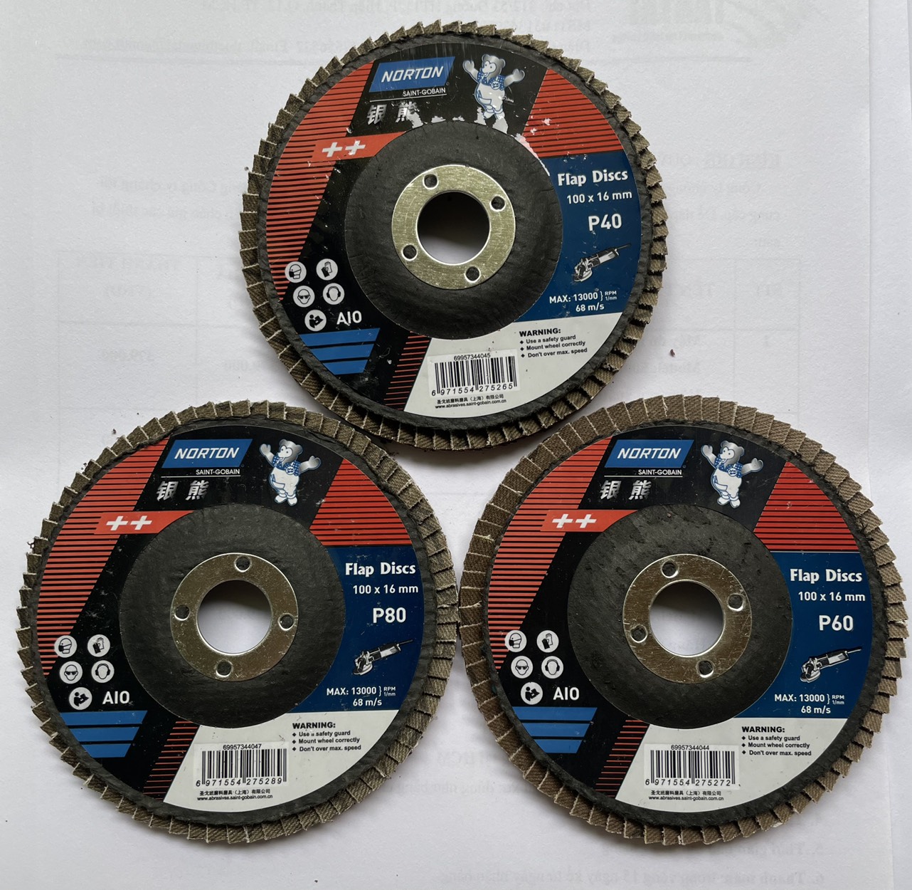 Nhám xếp nâu 1 tấc norton bear đế lưới chụp 90mm kích thước 100x16mm