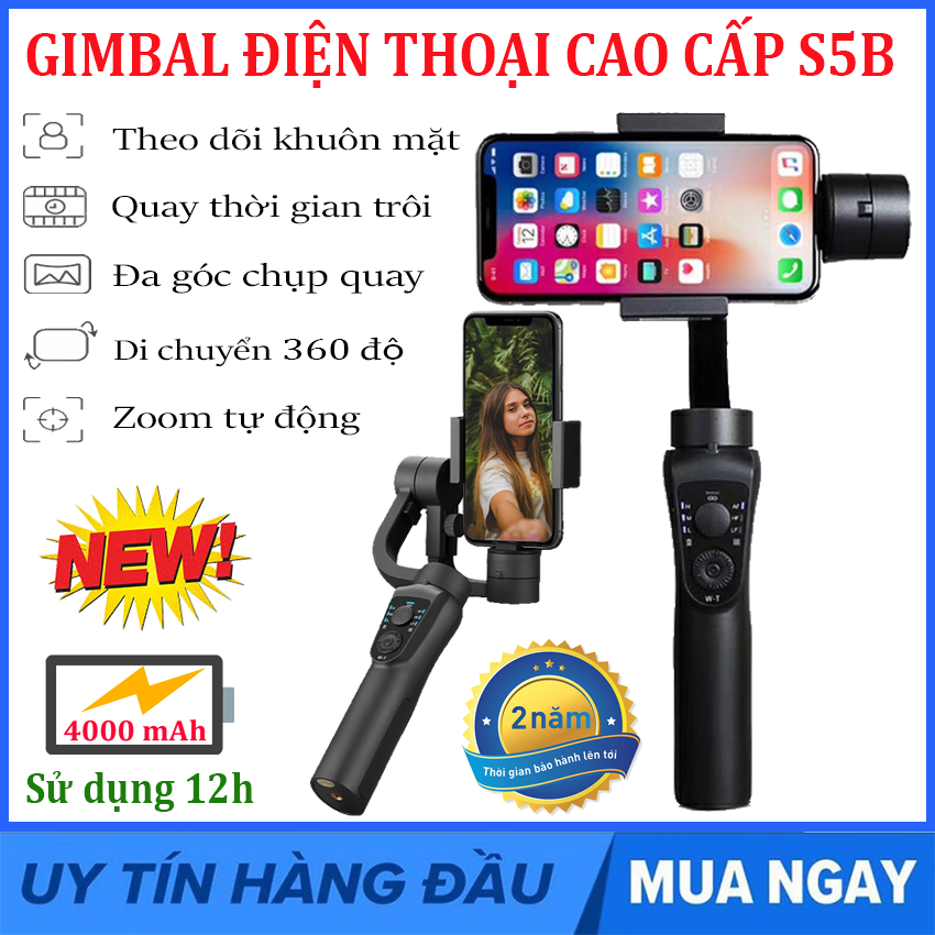 [ TẶNG CHÂN MÁY ẢNH ] Gimbal chống rung S5B Tay cầm Gậy chụp ảnh chống rung Quay Video Chụp Hình Ảnh Đẹp Sắc Nét Xoay 360 Độ Pin Lâu Làm Vlog Tiktok Youtobe Facebook.