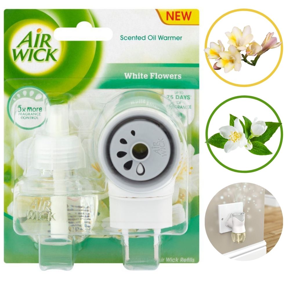Bộ xông tinh dầu tự động cắm điện Air Wick Ivory Freesia Bloom 19ml.Khử mùi nhanh chóng, lan tỏa và lưu lại hương thơm trong phòng.LAN TRẮNG NAM PHI.(CẮM TRỰC TIẾP ĐIỆN 220V KHÔNG CẦN BỘ CHUYỂN ĐỔI NGUỒN ĐIỆN)