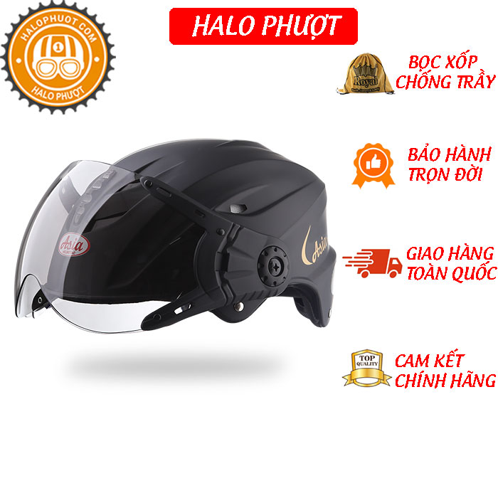 Nón bảo hiểm nửa đầu ASIA 117K có kính (bảo hành trọn đời)