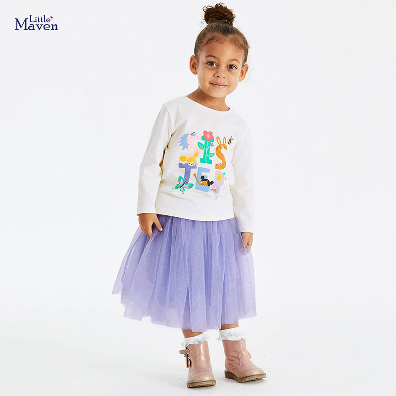 Chân váy Little Maven bé gái tím lưới