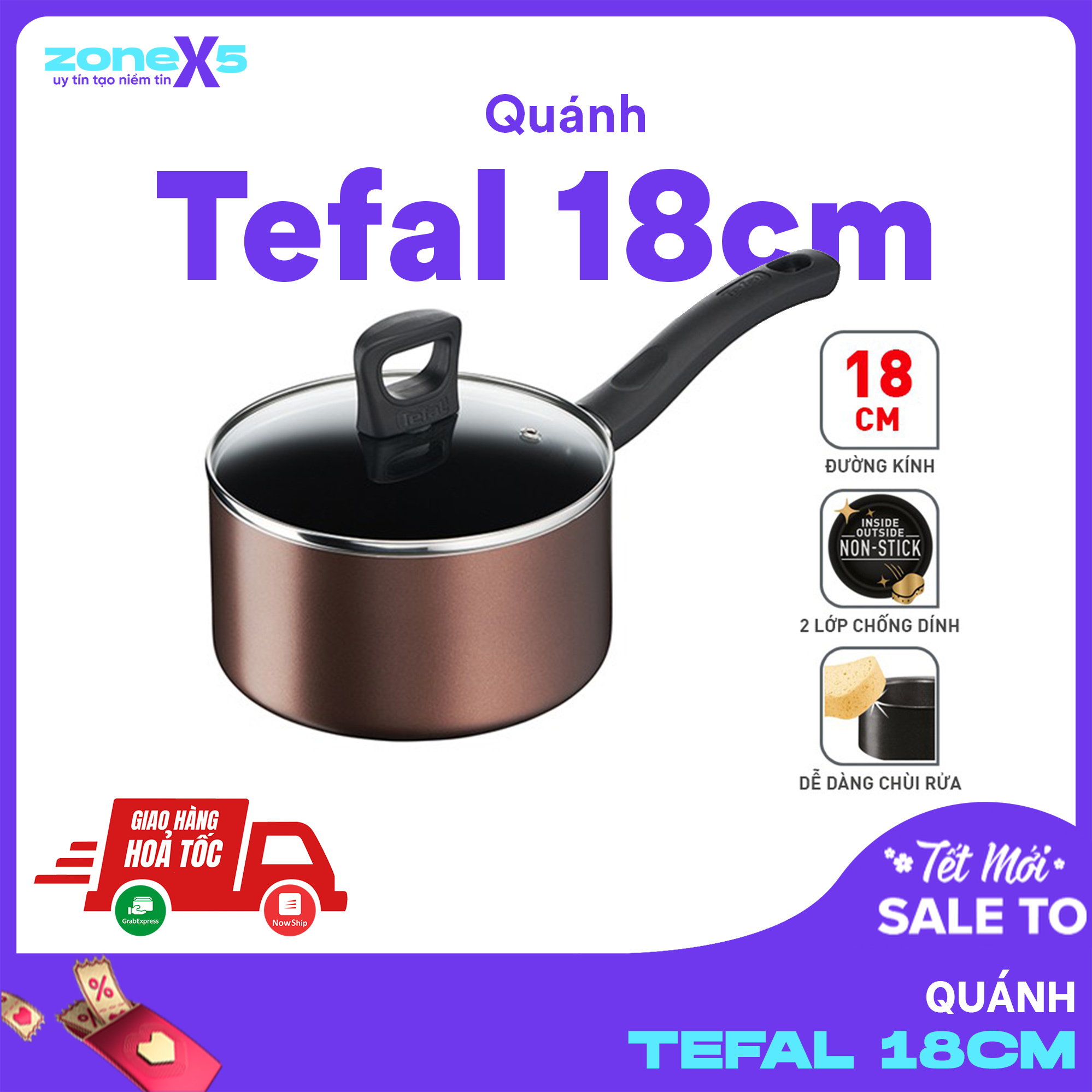 Quánh Tefal Day By Day G1432305 18cm - Tương thích với tất cả các mặt bếp - Công nghệ Thermor-spot cảnh báo nhiệt - Hàng chính hãng