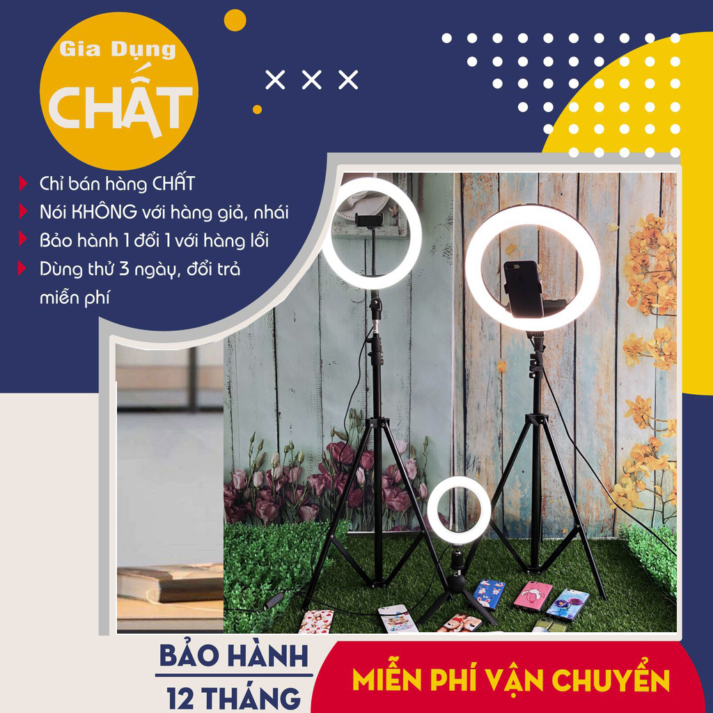 Đèn led, đèn LiveStream Đa Năng Kích Thước 34CM (Tặng Kèm Chân Đỡ & Kẹp Điện Thoại) - BH 12 tháng