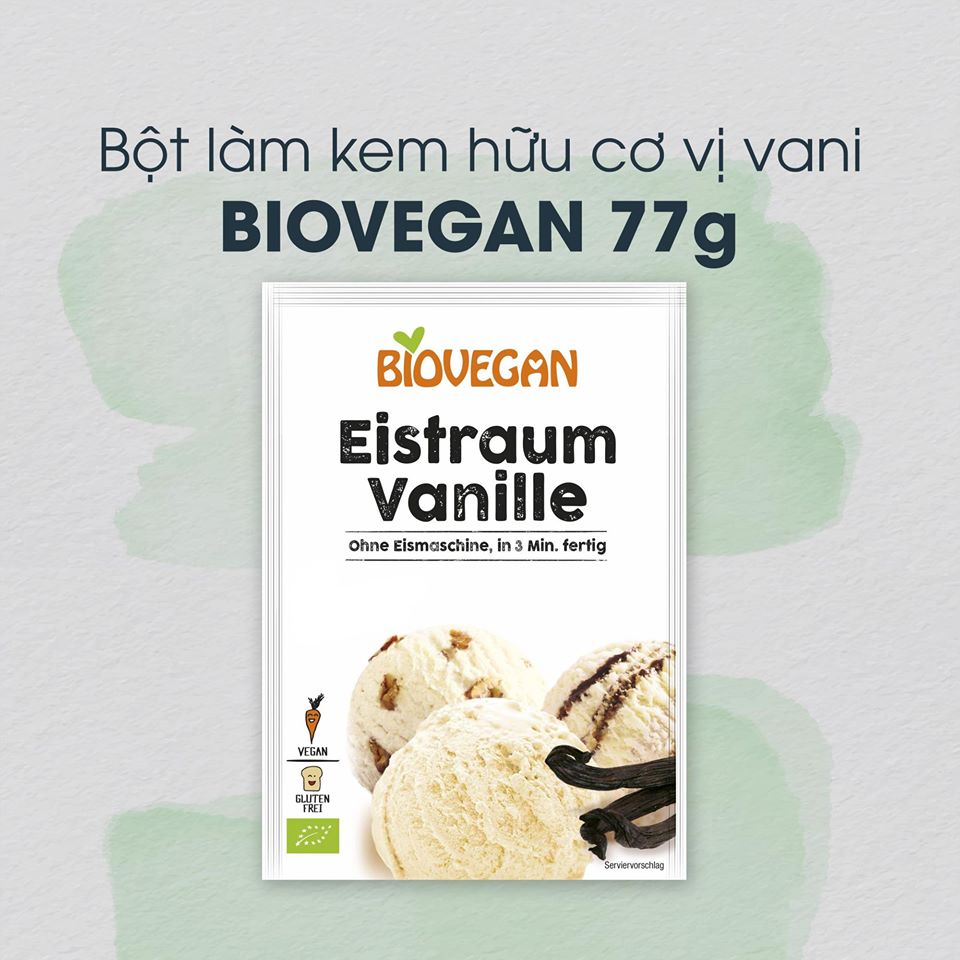 Bột Làm Kem Tươi Hữu Cơ Biovegan vanilla ice cream powder 77g