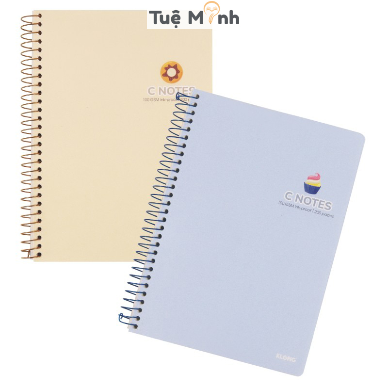 Vở note cornell B5 200 trang Klong bìa nhựa lò xo đơn C Notes sổ dot và caro MS 588 VPP KLONG