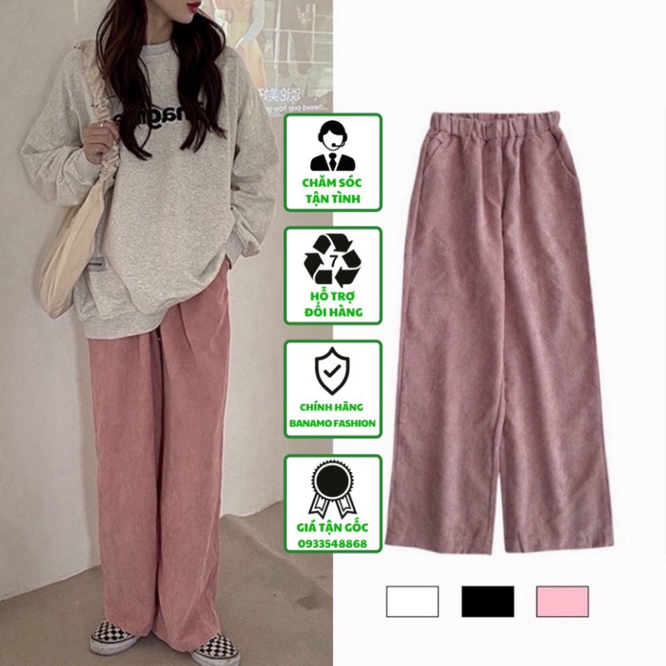 Quần ống rộng nhung tăm cạp chun