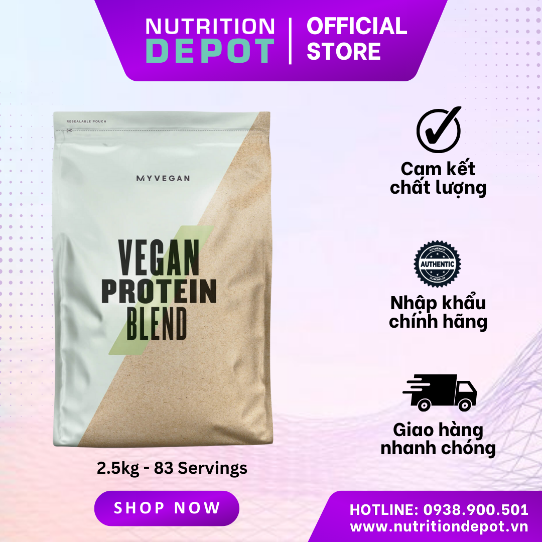 Sữa bổ sung đạm thực vật Vegan Protein Blend  Myprotein (2.5kg) - Hỗ trợ tăng cơ, bổ sung đạm - Nutrition Depot Vietnam