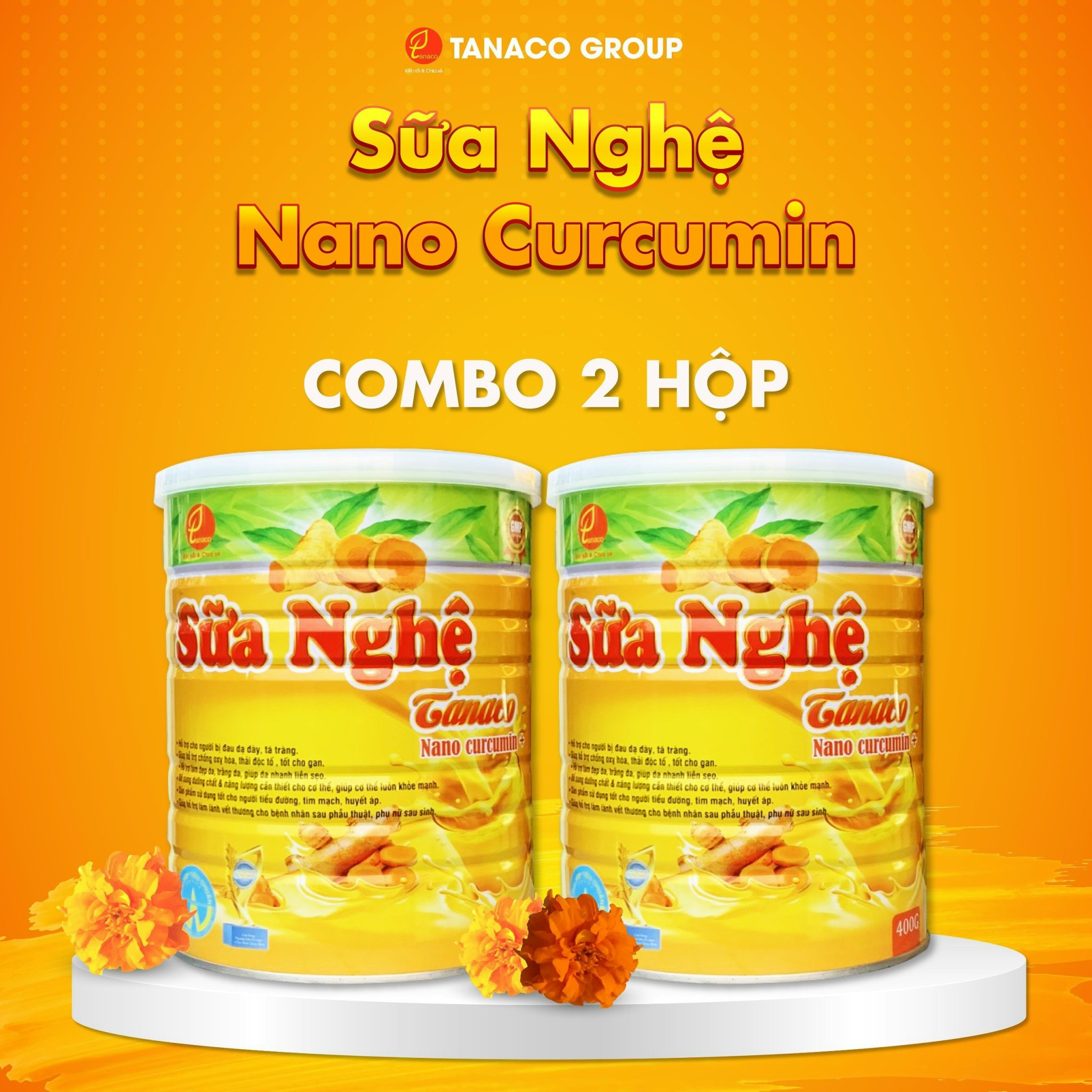 [HCM]Combo 2 Hộp Sữa Nghệ Tanaco - Sữa Nghệ Nano Curcumin - Sữa nghệ Tanaco dành cho trẻ em từ 2 tuổi, người lớn, phụ nữ sau sinh