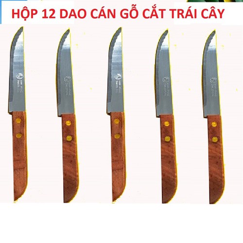 HỘP 12 DAO cắt trái cây cán gỗ - Siêu bén