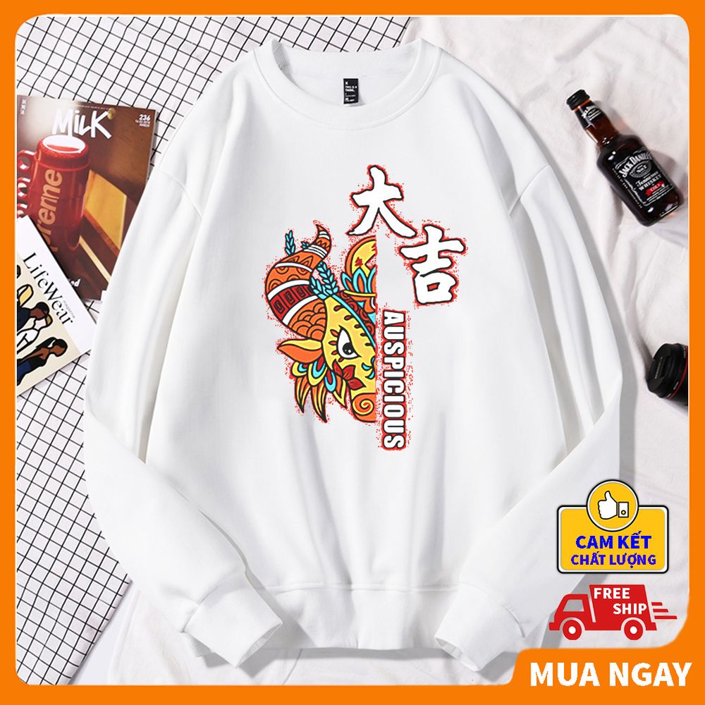 Áo nỉ nam cổ tròn giữ nhiệt tay dài ấm áp giá rẻ ❤️ BIBINO68 ❤️ Áo sweater nam form rộng cổ tròn không nón unisex thời trang tết