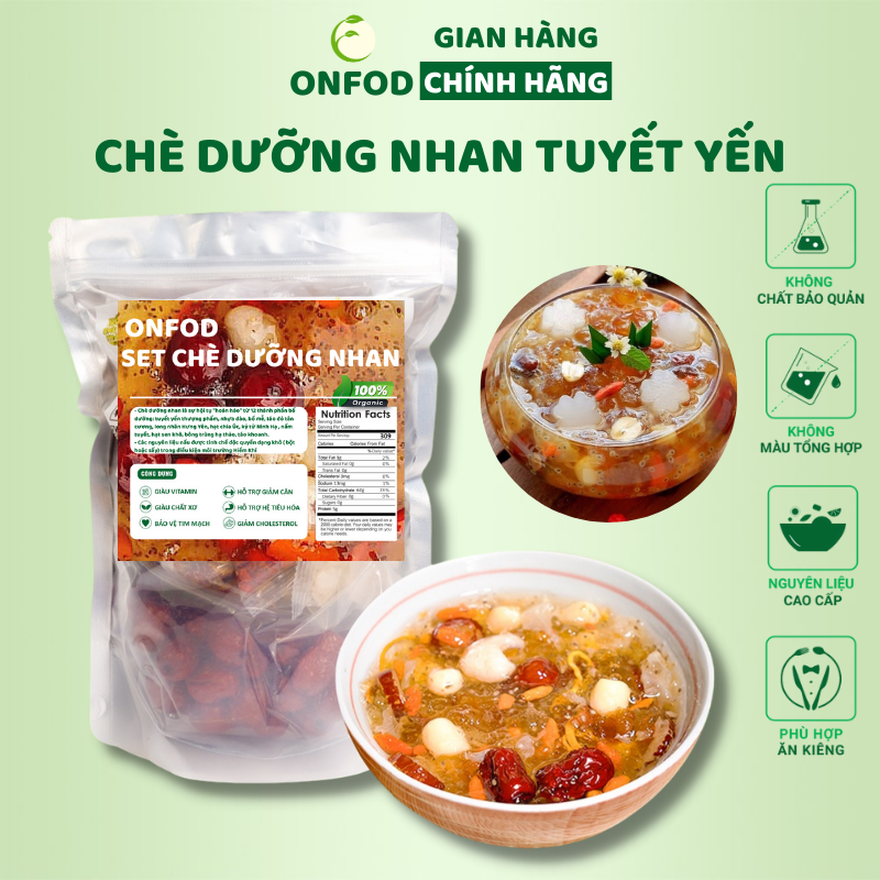 Chè dưỡng nhan tuyết yến onfod set nguyên liệu nấu 12-35 chén đẹp da giữ dáng 320g 630g