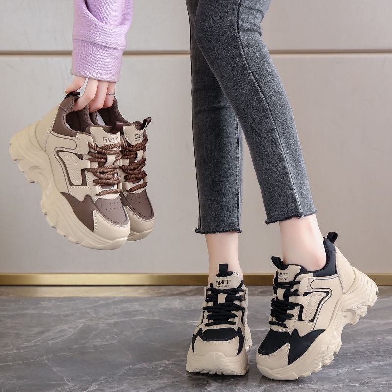 Giày thể thao nữ Y6 độn đế 5cm chất liệu da siêu đẹp phong cách thời trang mẫu mới