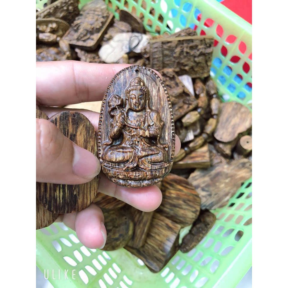 Mặt Phật Bản Mệnh Trầm Hương Chìm - Đủ tất cả các mệnh, kích thước 4,8 x 3,2cm