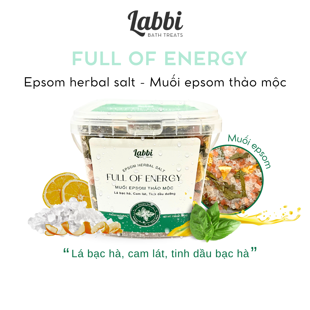 FULL OF ENERGY - Muối epsom thảo mộc [Labbi Bathtreats] Epsom herbal salt