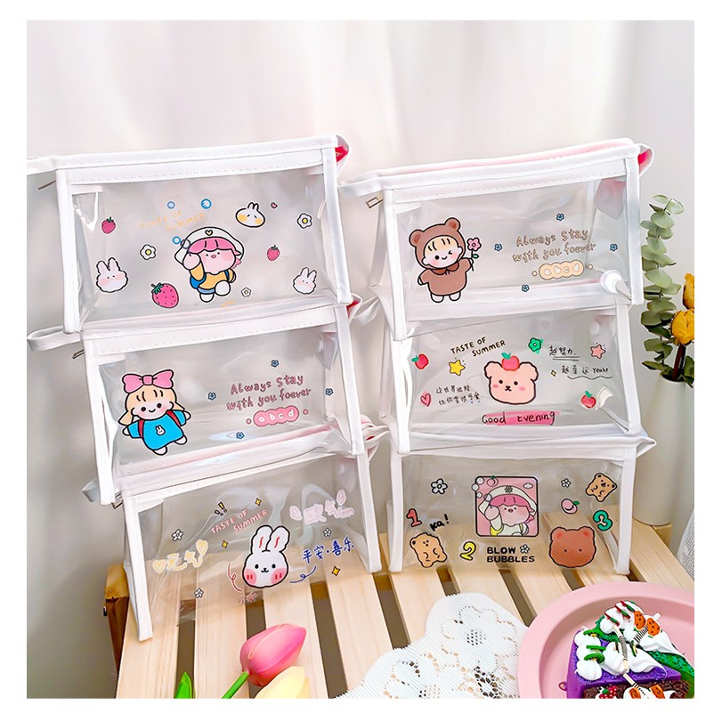 [HCM]Bóp nhựa trong viền trắng tiện lợi cỡ lớn - bóp bút học sinh cỡ lớn trong suốt sản phẩm tốt chất lượng và độ bền cao cam kết hàng đúng như hình ảnh