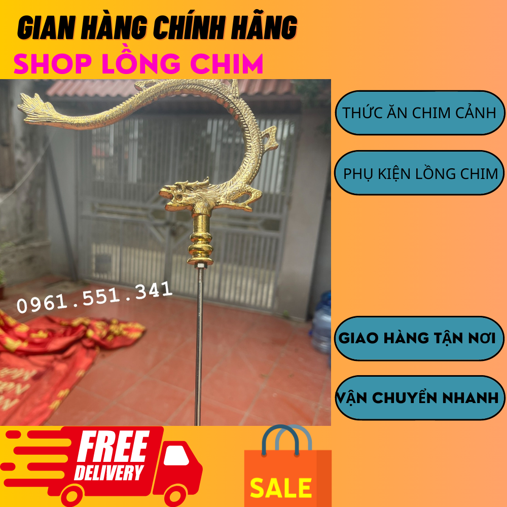 Móc lồng chim - Móc hình rồng vàng - Móc đồng lồng mi, chào mào, khướu, chòe - Móc treo lồng chim phù hợp các loại lồng