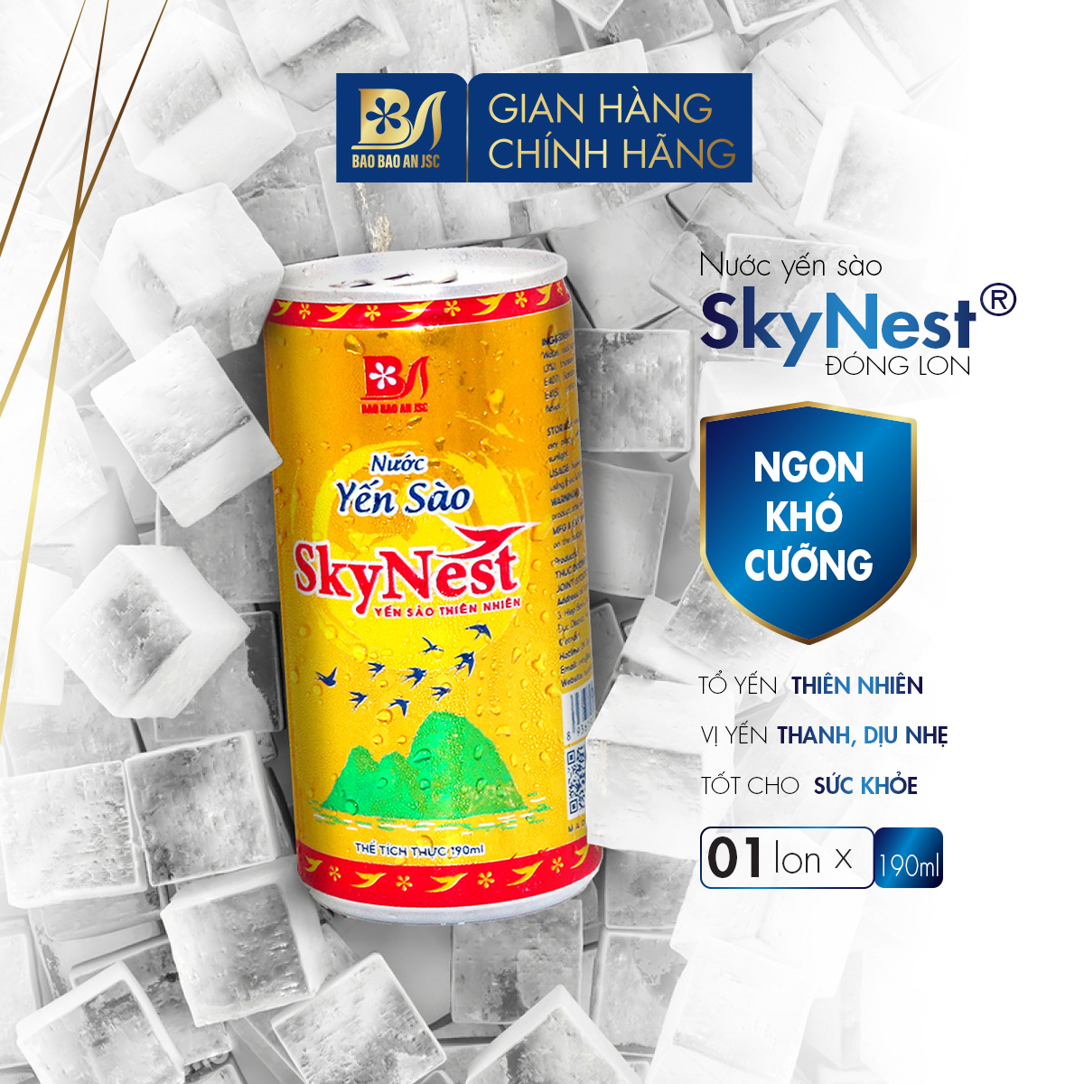 Nước Yến Sào SkyNest 3% Tổ Yến thật, lon 190ml, Giải khát nhanh gọn, Tốt cho sức khỏe Bảo Bảo An JSC