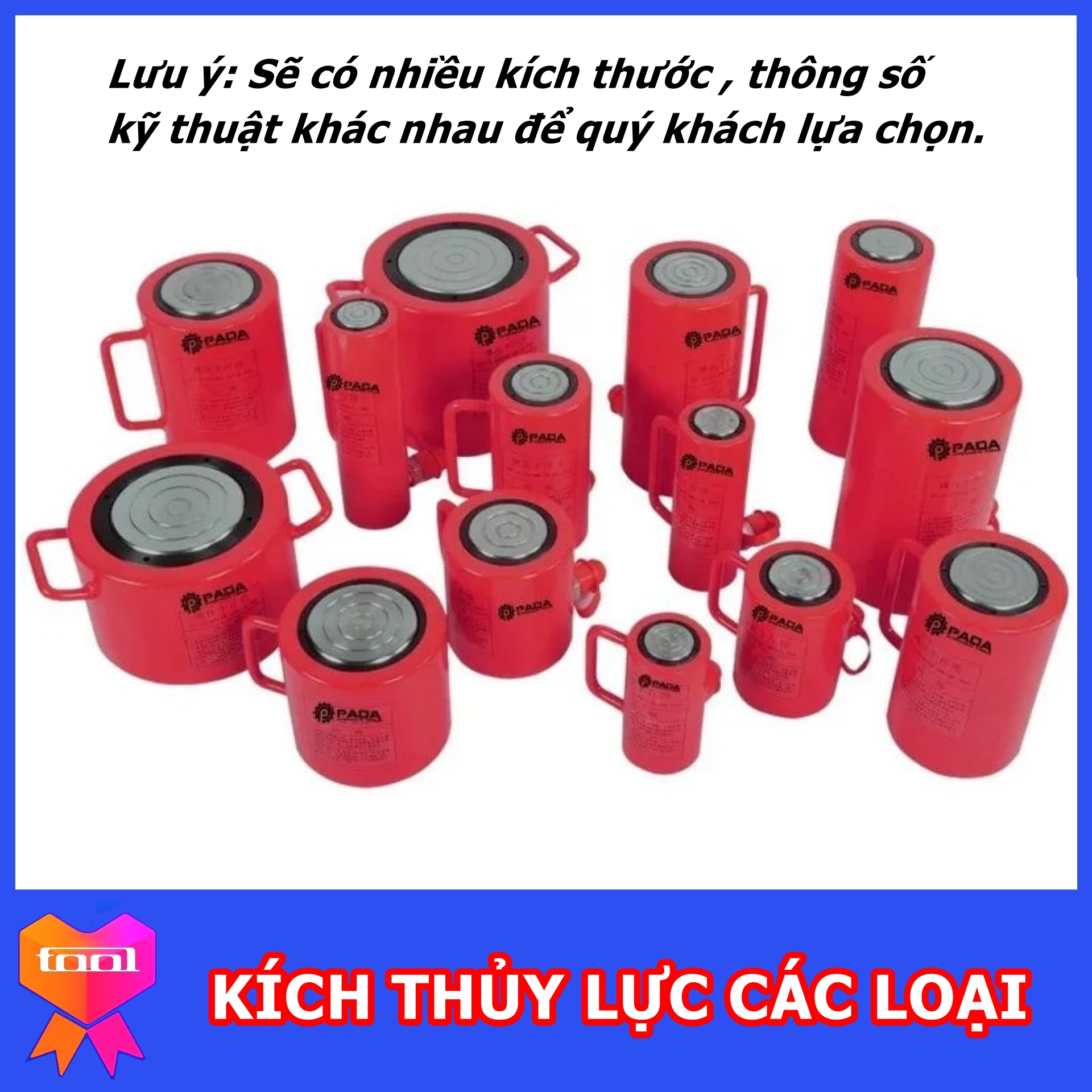 Kích thủy lực các loại - Con đội thủy lực - Đầy đủ các thông số theo yêu cầu của khách hàng