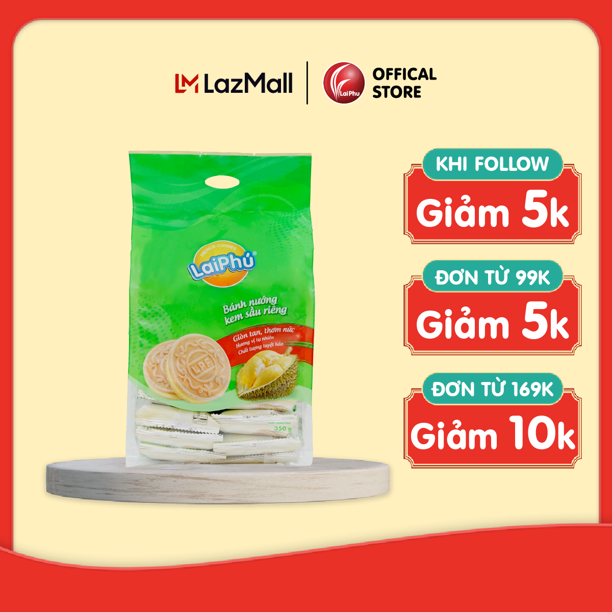 Bánh cookies lai phú kem sầu riêng 350g