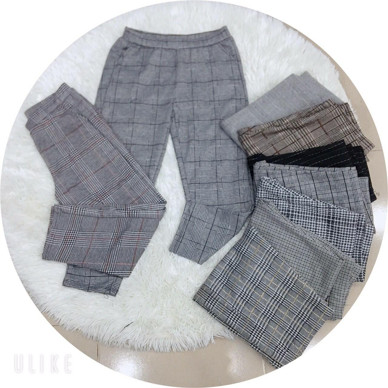 Quần baggy sọc caro vải thun xốp mềm mịn Freesize dưới 60g