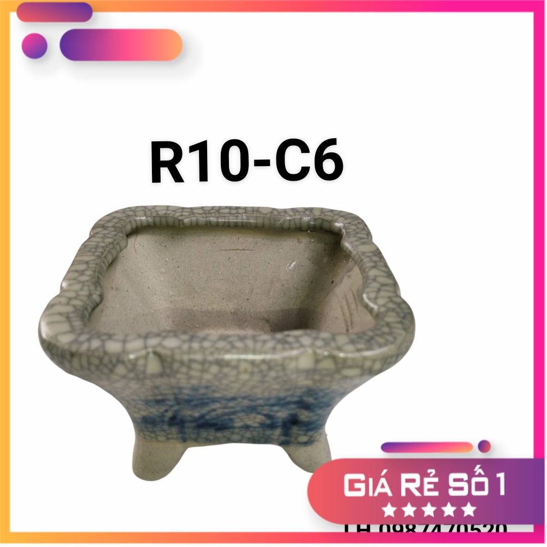 Chậu vuông trồng cây bonsai mini chậu trồng sen đá, xương rồng. mini men rạn