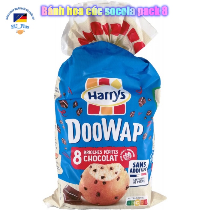 Bánh mì hoa cúc Harrys socola xanh mẫu mới - 8 chiếc mini - Pháp 320g