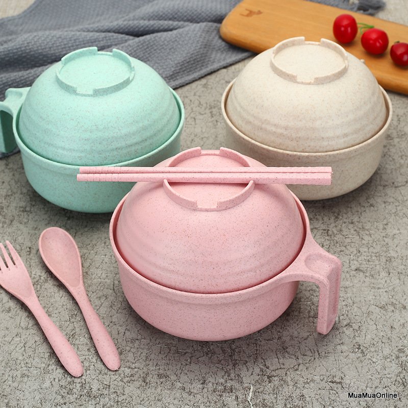[HCM]Bộ ca ly mì lúa mạch có nắp đậy bộ ca ly pha mì có nắp đậy tiện lợi bộ ca mỳ tô bát