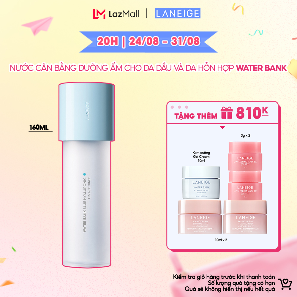 Toner Dưỡng Ẩm Phục Hồi Chuyên Sâu Laneige Water Bank Blue HA Toner Oily 160ML Dành Cho Da Dầu & Hỗn Hợp