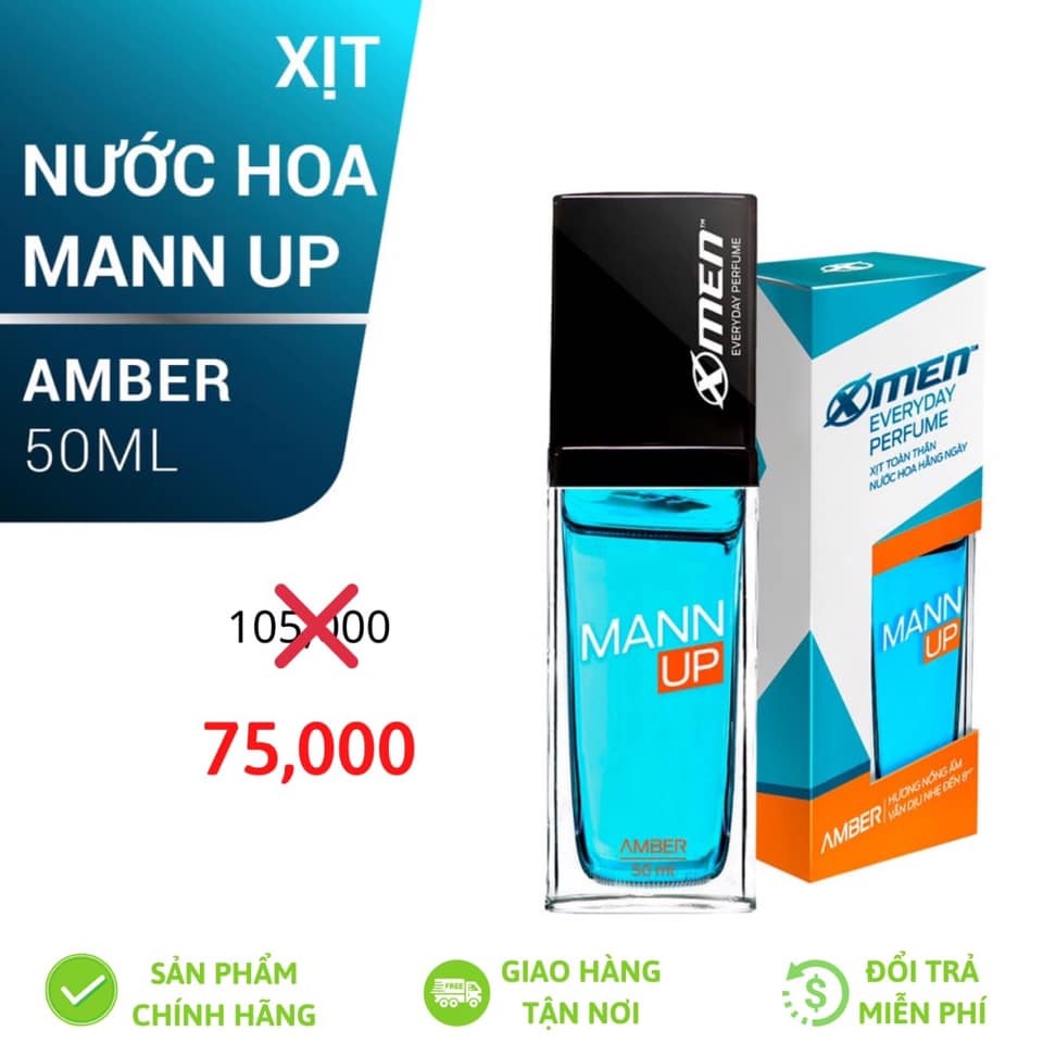 Xịt nước hoa hằng ngày X-Men Everyday Perfume Mann Up Amber 50ml